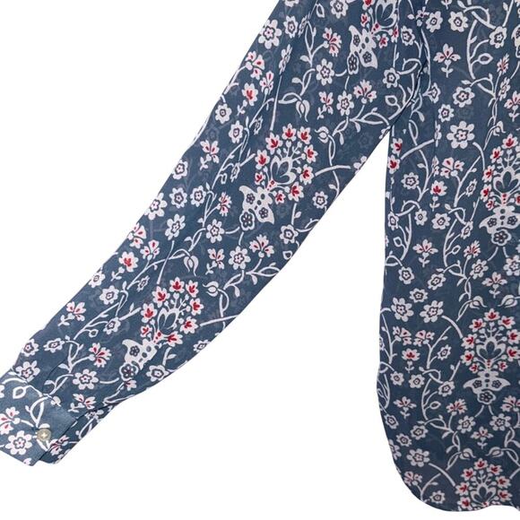 Ann Taylor Loft Floral Blue Women's Ruffle Top XS - Picture 5 of 8